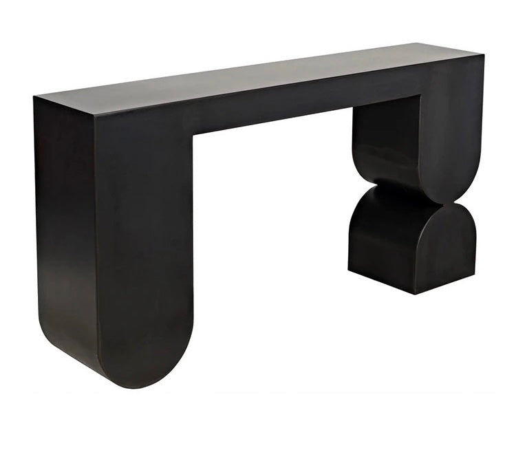 Hourglass Entryway/Foyer Console detail view - tempered glass console table - The Flamingo Life