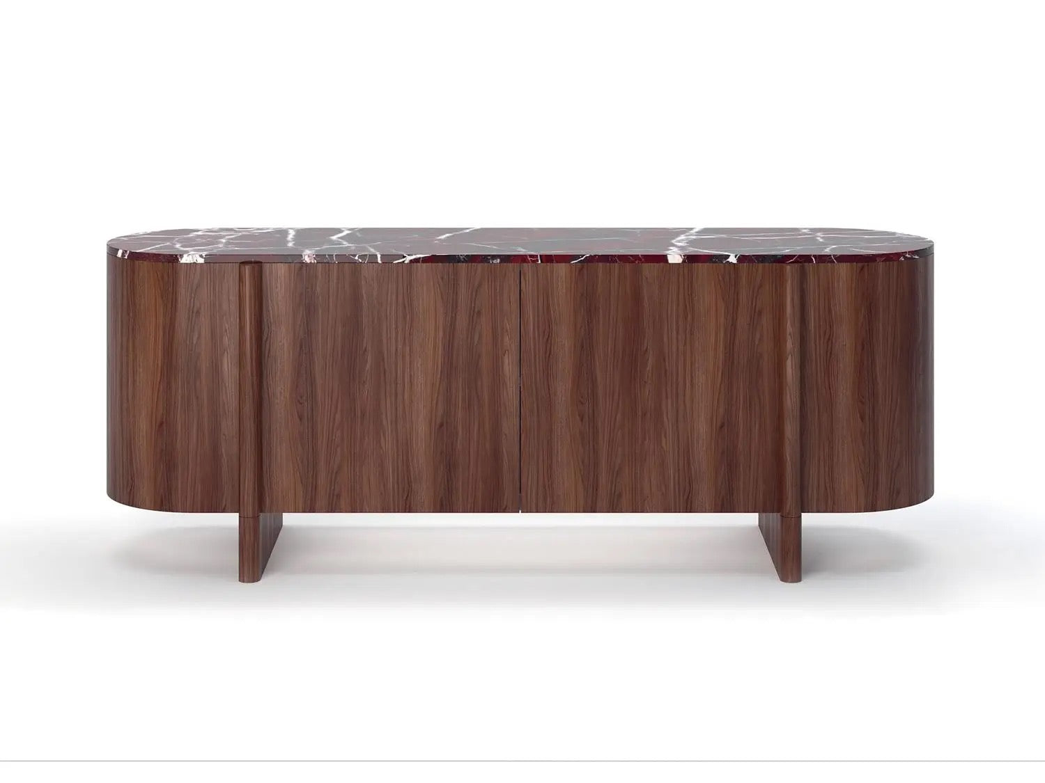 Walnut Console with Onyx top lifestyle view - walnut wood console table - The Flamingo Life