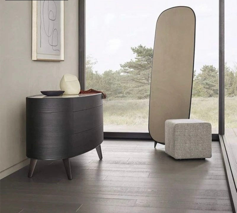 Marine Wooden Console Table With Marble Top detail view - marble console table - The Flamingo Life