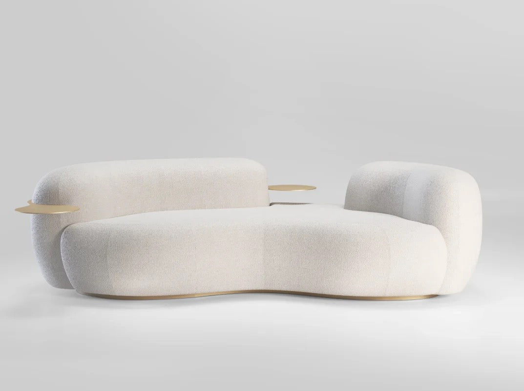 Ursula Premium Signature Boucle Couch detail view - boucle fabric sofa - The Flamingo Life