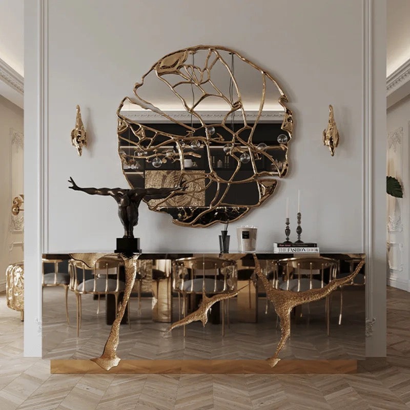 Kintsugi Console/Unit view 9 - gold-accented console table - The Flamingo Life