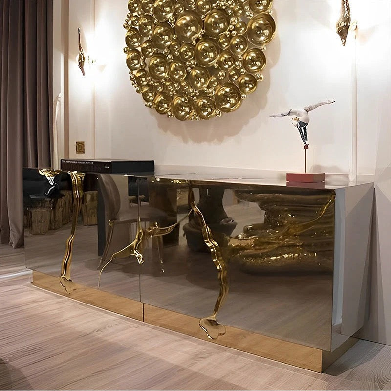 Kintsugi Console/Unit view 8 - gold-accented console table - The Flamingo Life
