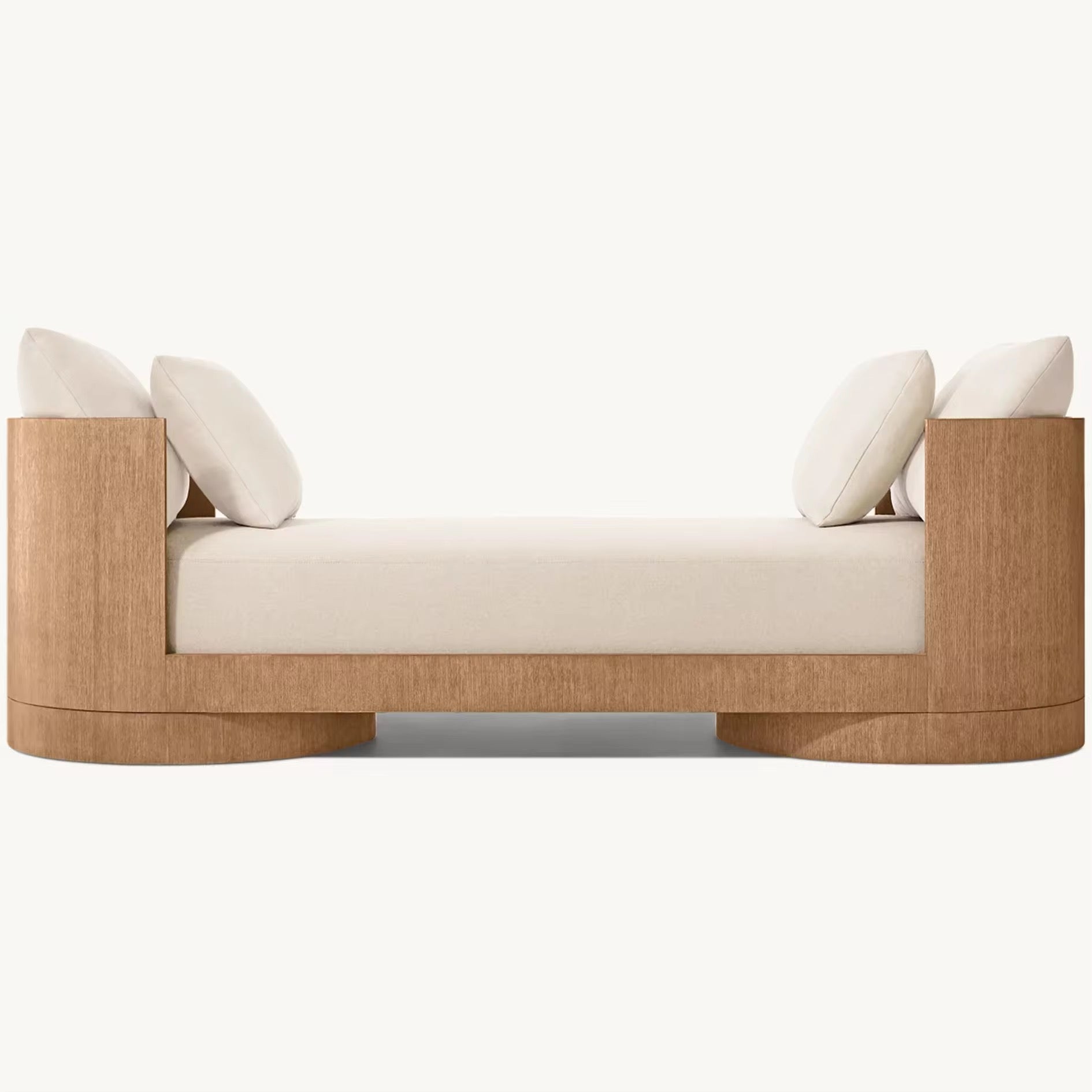 Java Couch close-up - solid teak wood sofa - The Flamingo Life
