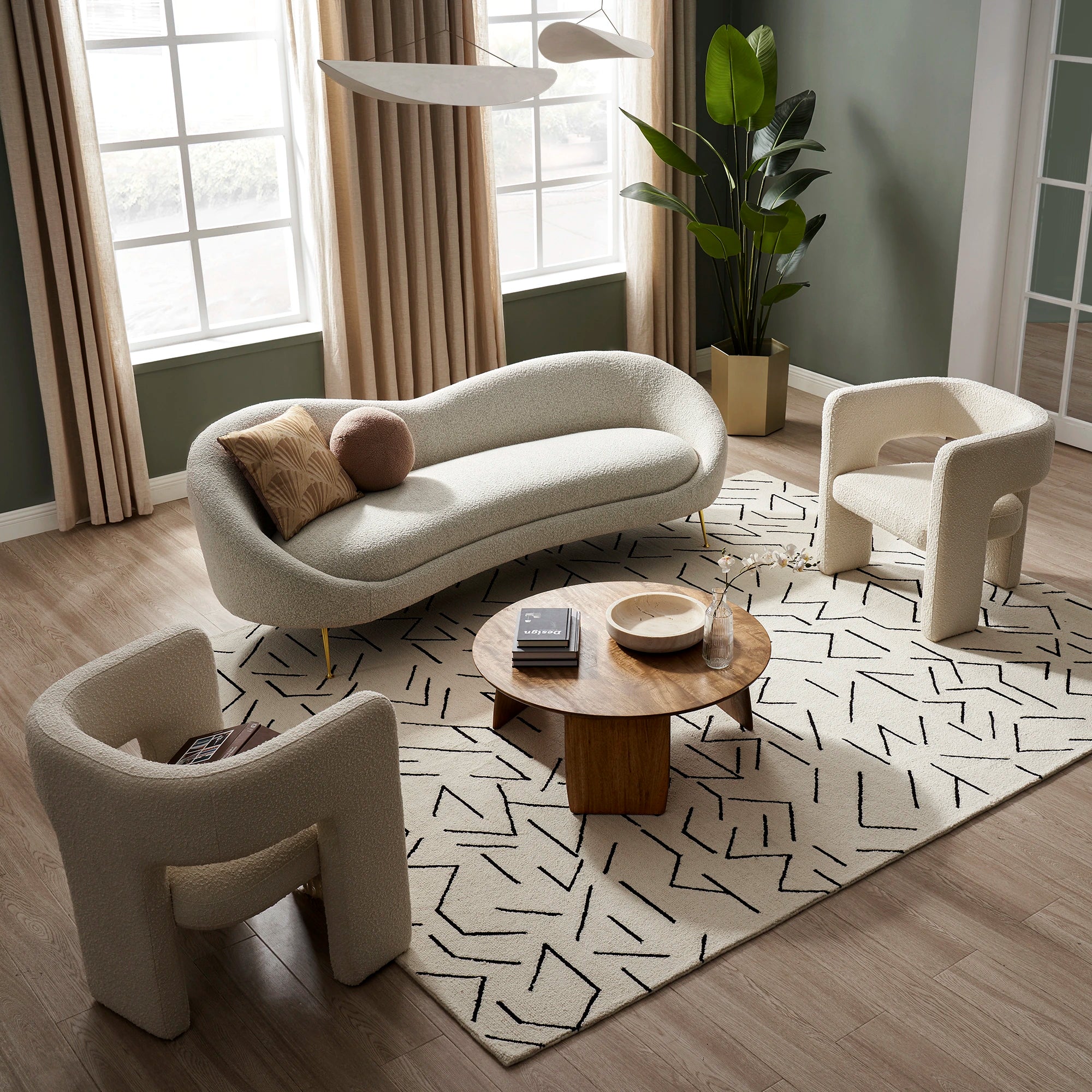 Sofia Love Seat detail view - boucle fabric love seat - The Flamingo Life