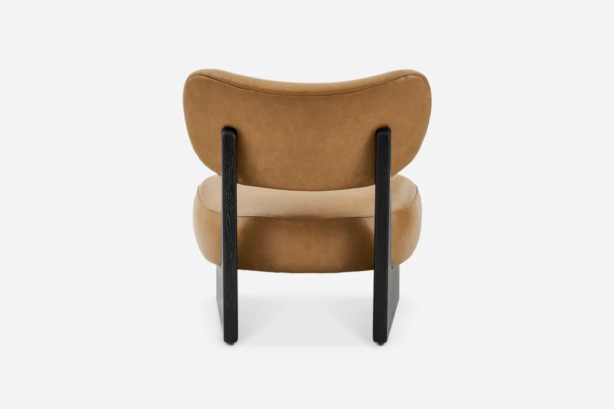 Joshua Leather Accent Chair angle view - premium leather accent chair - The Flamingo Life