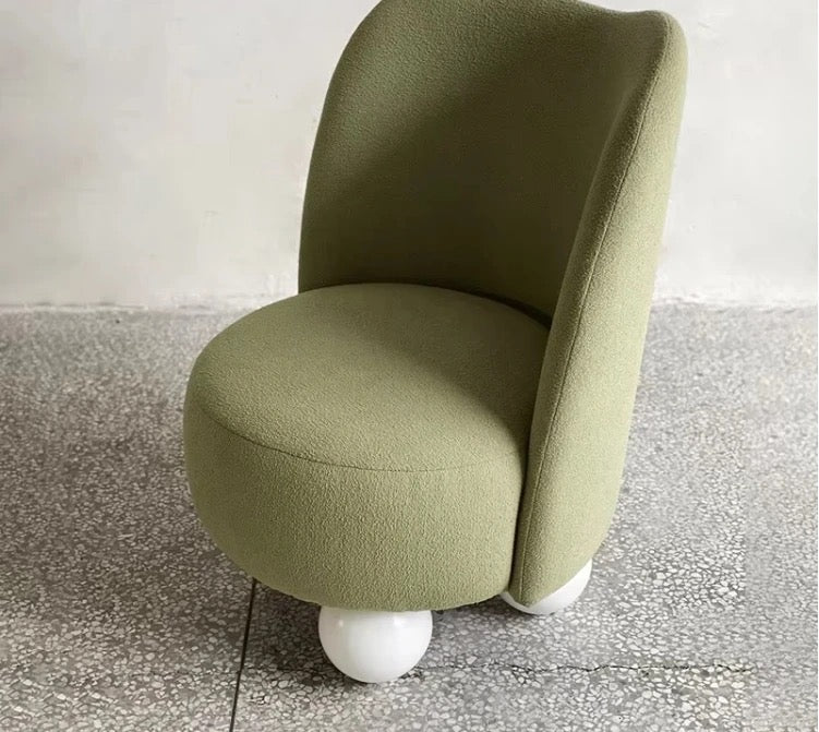 World On My Feet Accent Chair detail view - boucle fabric accent chair - The Flamingo Life