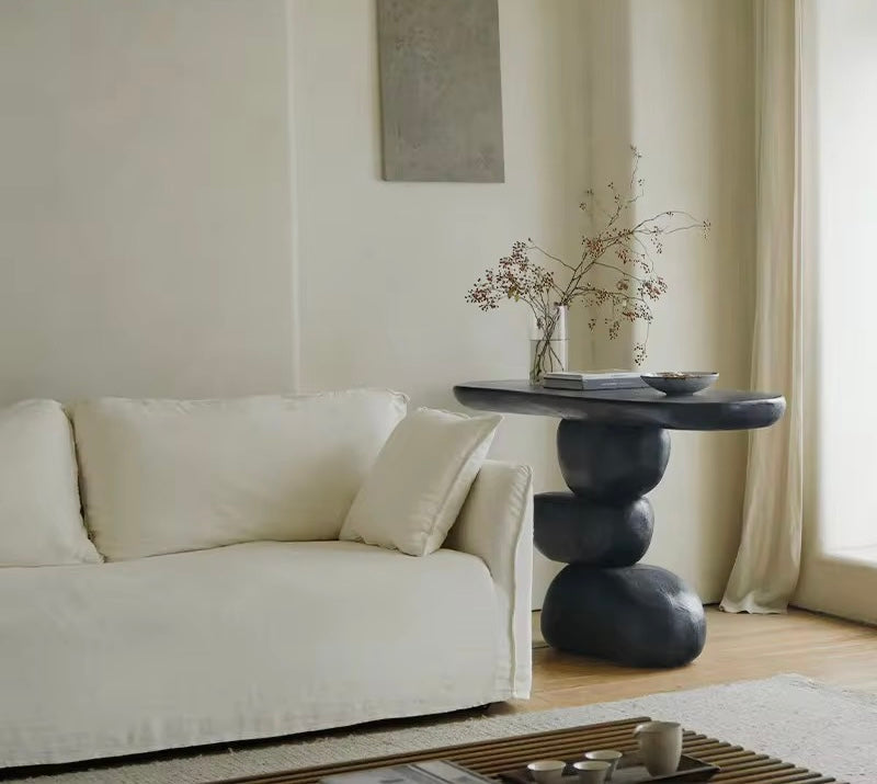 Willow Nest Console lifestyle view - wood veneer console table - The Flamingo Life