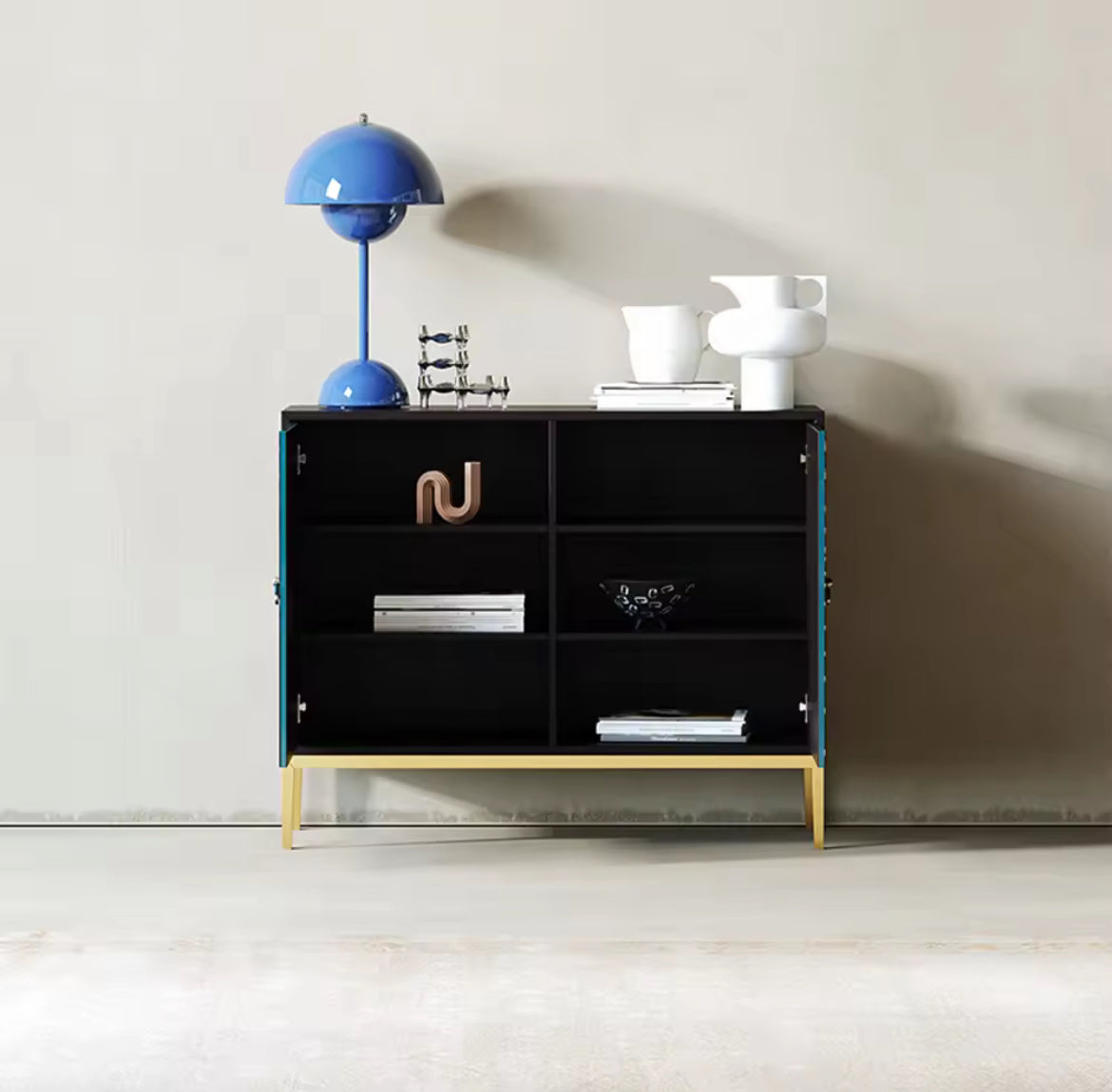 Elegant Golden Patterned SideBoard view 7 - gold-accented sideboard - The Flamingo Life