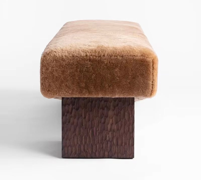 Florence Premium Ottoman lifestyle view - velvet upholstery ottoman - The Flamingo Life