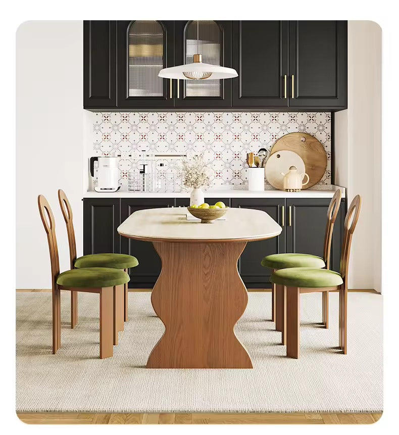 Tansa Dinning Set close-up - solid teak wood dining set - The Flamingo Life