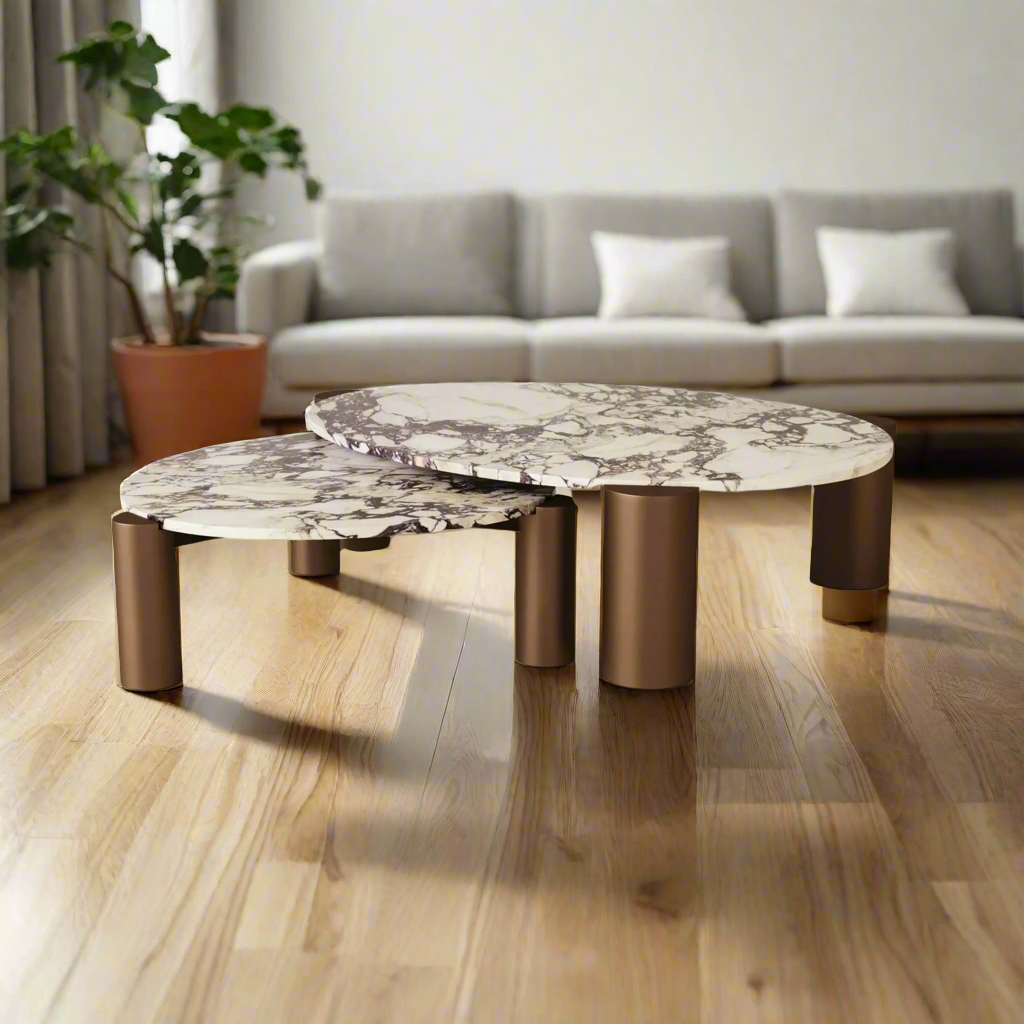 Frida Nesting Table Set lifestyle view - marble nesting table set - The Flamingo Life