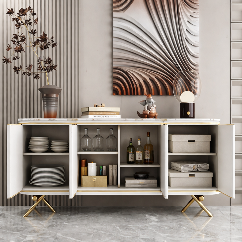 Klapso Console Marble and Lourve lifestyle view - marble console table - The Flamingo Life