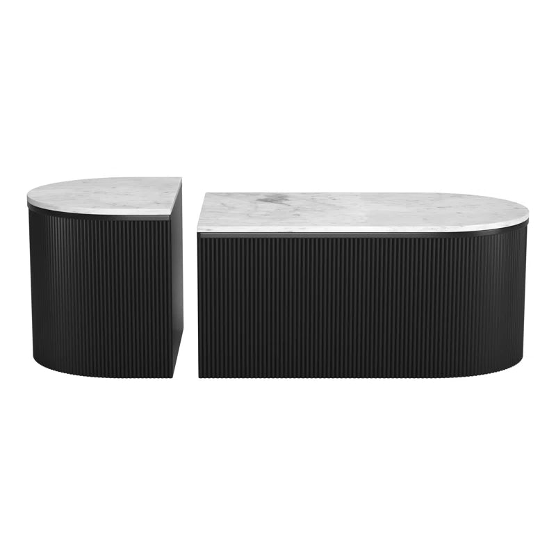 Abstract Quirky Marble Top Nesting Coffee Table – side view – luxury marble coffee table India – The Flamingo Life