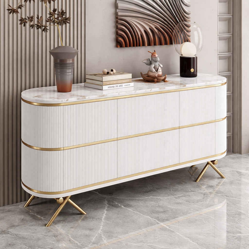 Klapso Console Marble and Lourve close-up - marble console table - The Flamingo Life