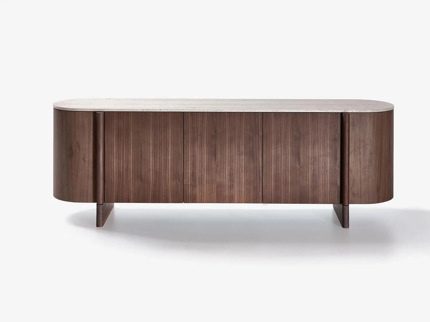 Walnut Console with Onyx top detail view - walnut wood console table - The Flamingo Life