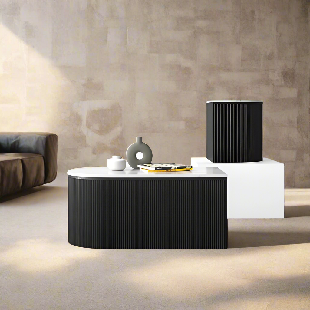 Abstract Quirky Marble Top Nesting Coffee Table – front view – luxury marble coffee table India – The Flamingo Life