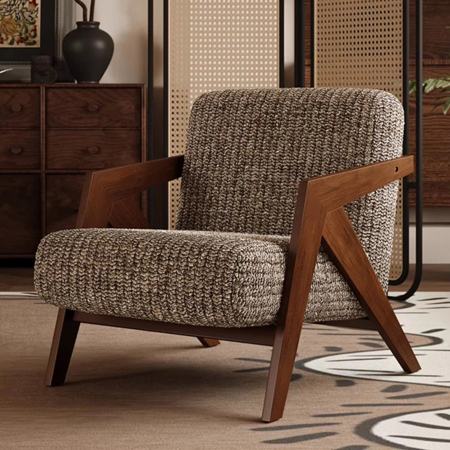 Arrow Arm Boucle Accent Chair