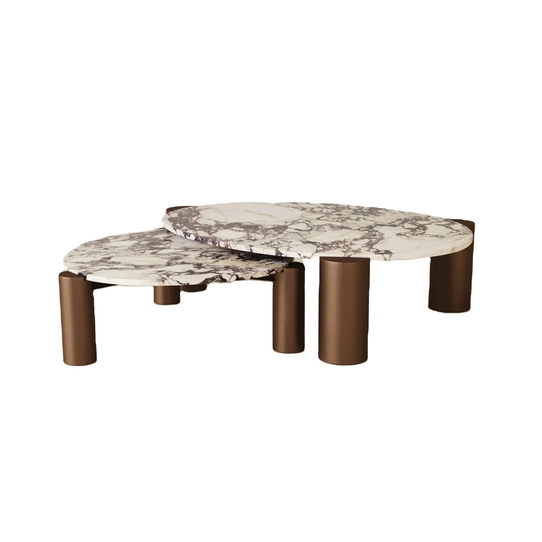 Frida Nesting Table Set side view - marble nesting table set - The Flamingo Life