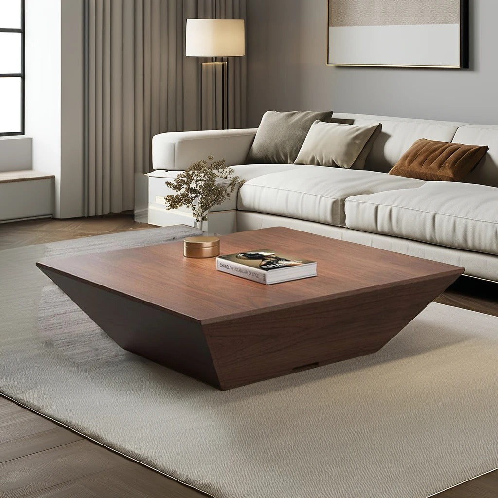Inception Coffee Table close-up - wood veneer coffee table - The Flamingo Life