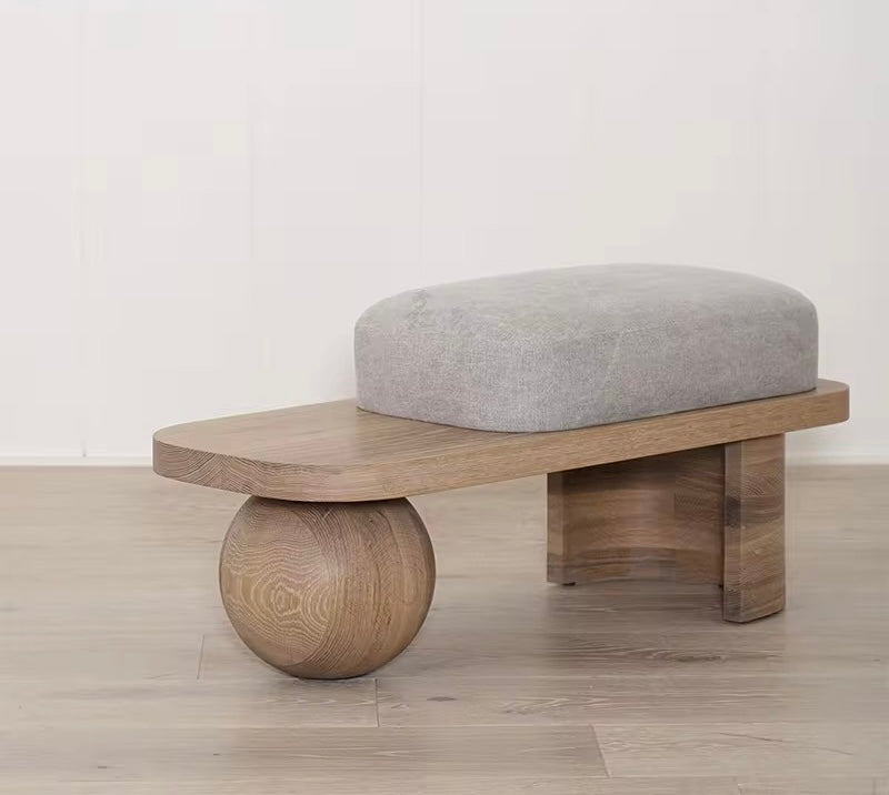 Saga Premium Ottoman side view - Japandi ottoman - The Flamingo Life
