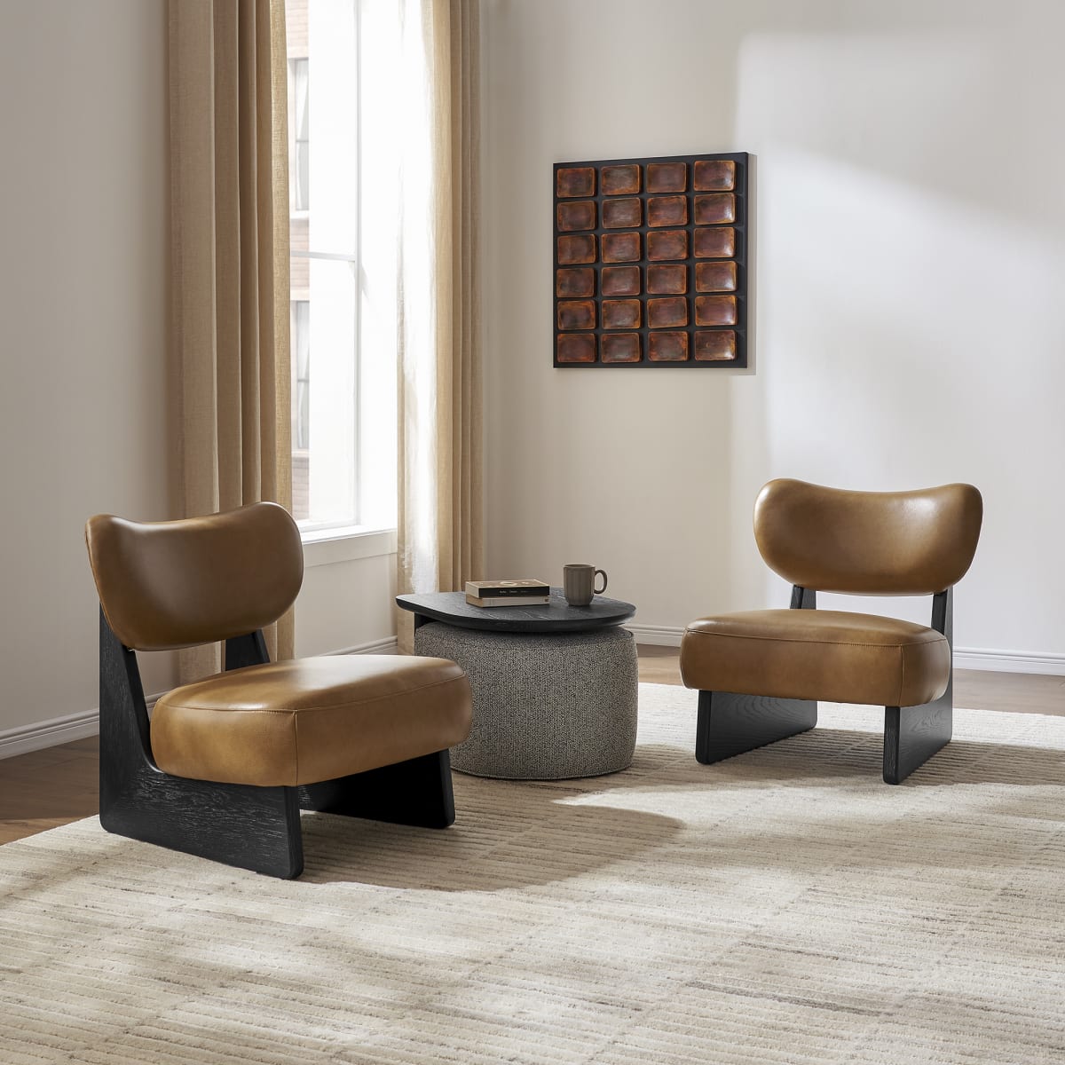 Joshua Leather Accent Chair side view - premium leather accent chair - The Flamingo Life