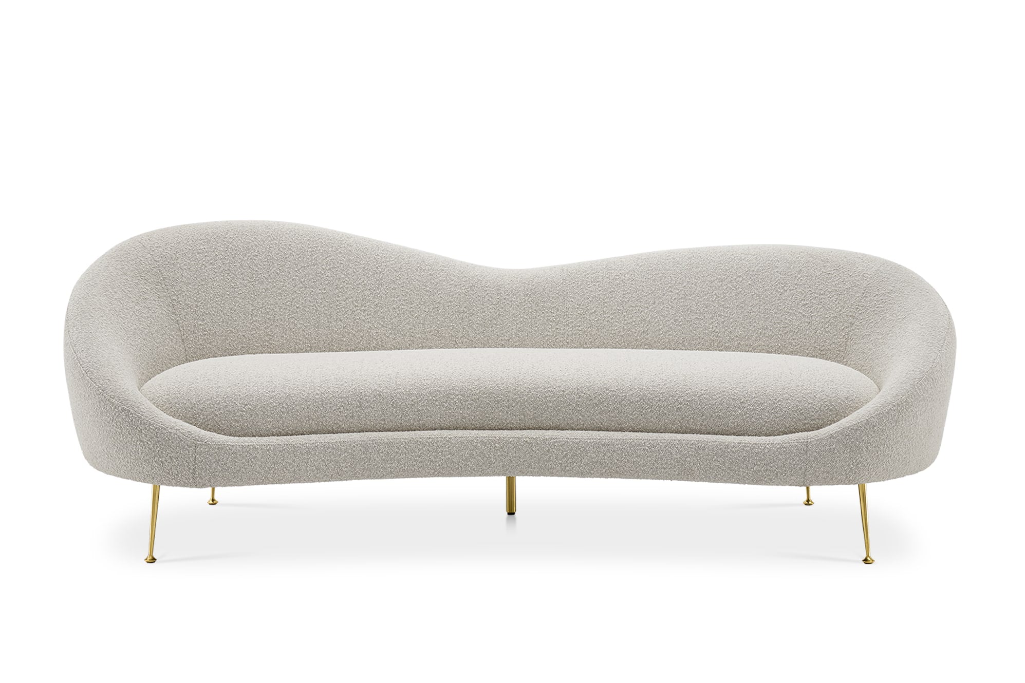 Sofia Love Seat side view - boucle fabric love seat - The Flamingo Life