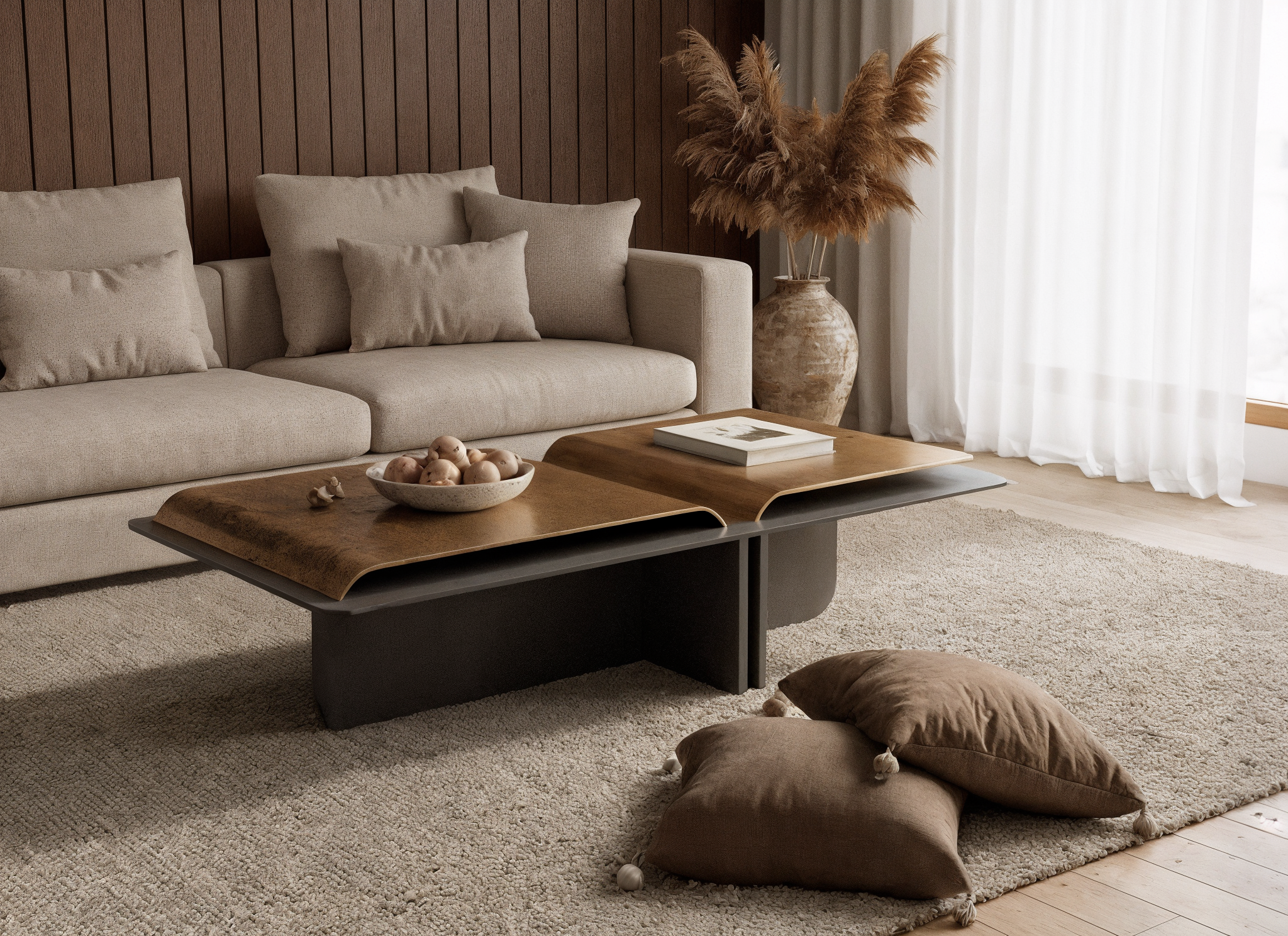 Fukinko Kensho Coffee Table detail view - premium rope coffee table - The Flamingo Life