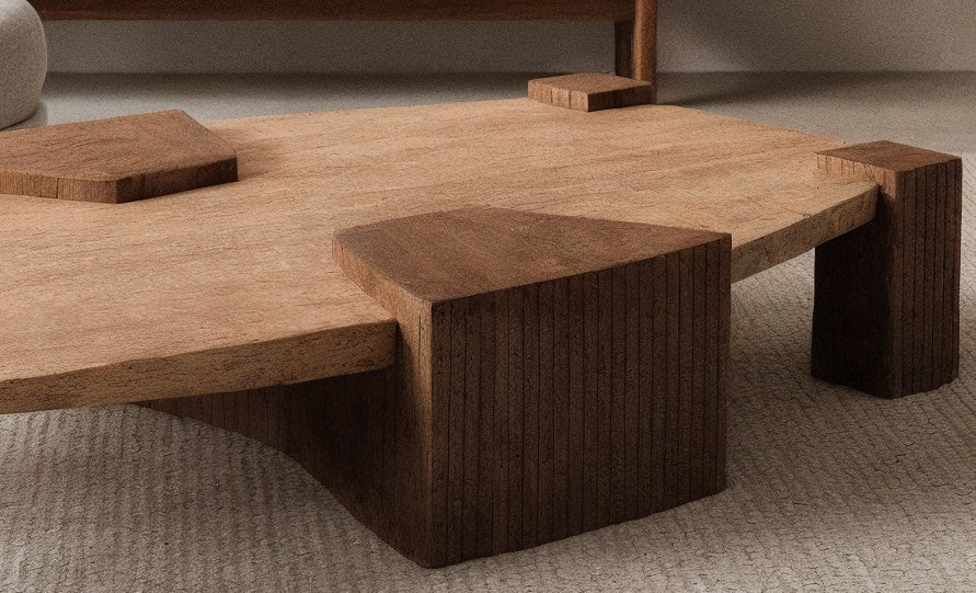 Tsuchi Coffee Table side view - marble coffee table - The Flamingo Life