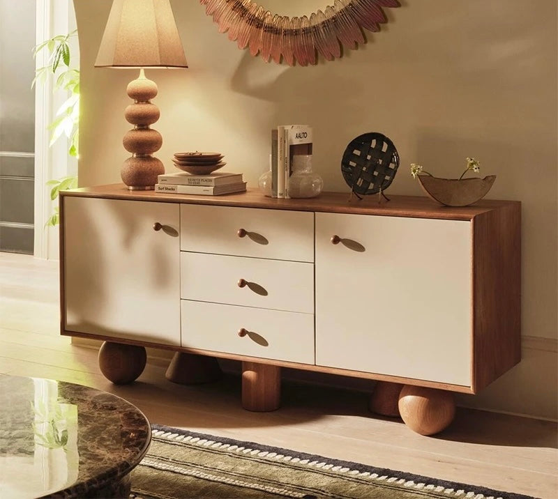 Cone Sphere Console/Cabinet Japandi Veneer Console Table