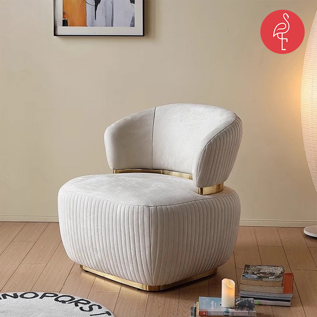 Souffle Accent Chair lifestyle view - gold-accented accent chair - The Flamingo Life
