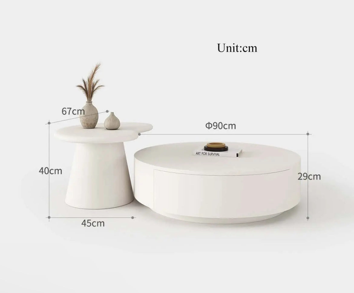 Ivory elegant coffee table set lifestyle view - wood veneer coffee table - The Flamingo Life