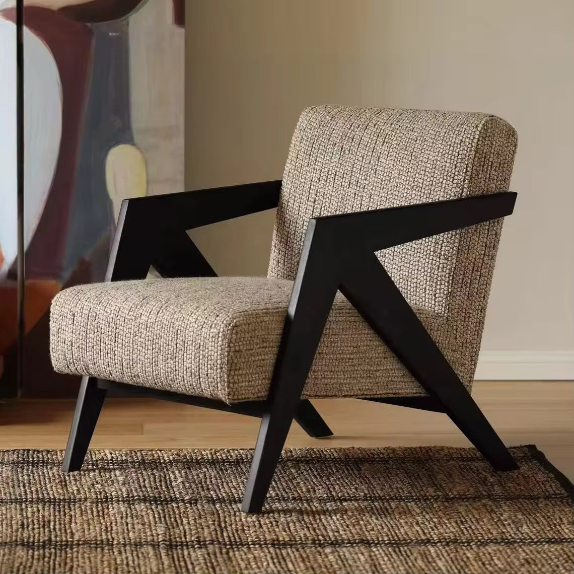 Arrow Arm Accent Chair view 7 - boucle fabric accent chair - The Flamingo Life