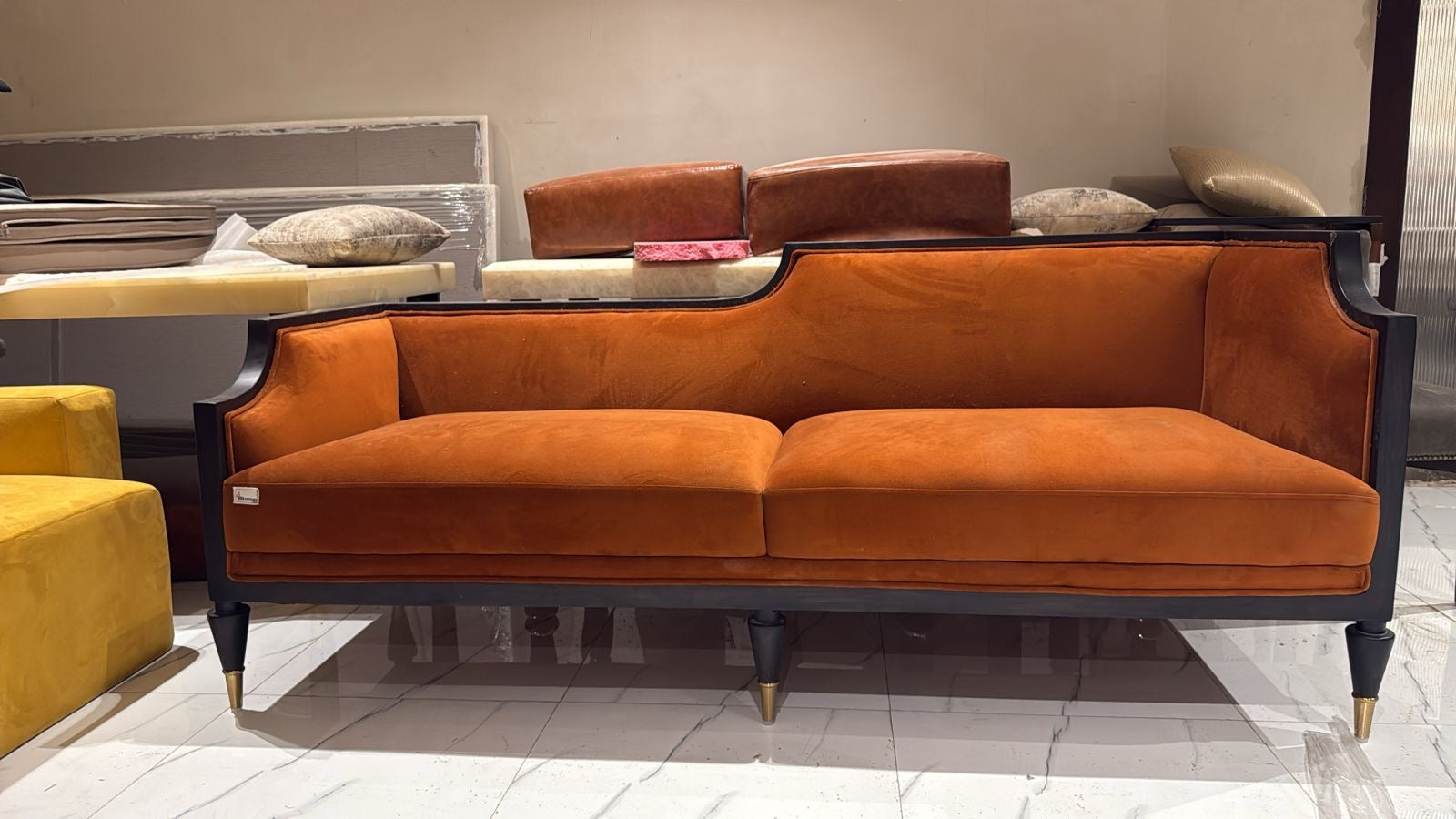 Grandiose Suede Couch detail view - suede upholstery sofa - The Flamingo Life