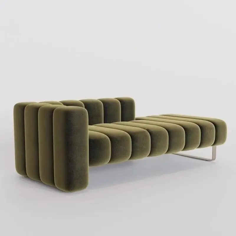 Gala Suede Love Seat close-up - suede upholstery love seat - The Flamingo Life