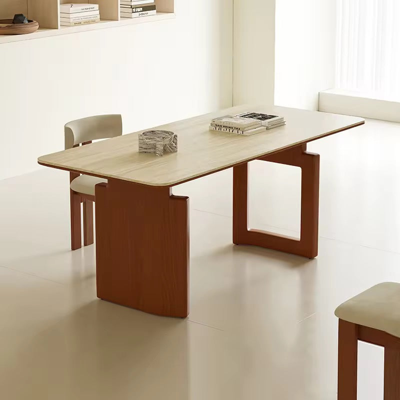 Hinoki Dinning Table side view - solid teak wood dining table - The Flamingo Life