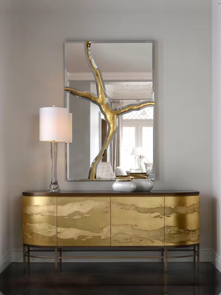 Regal Gala Console detail view - gold-accented console table - The Flamingo Life