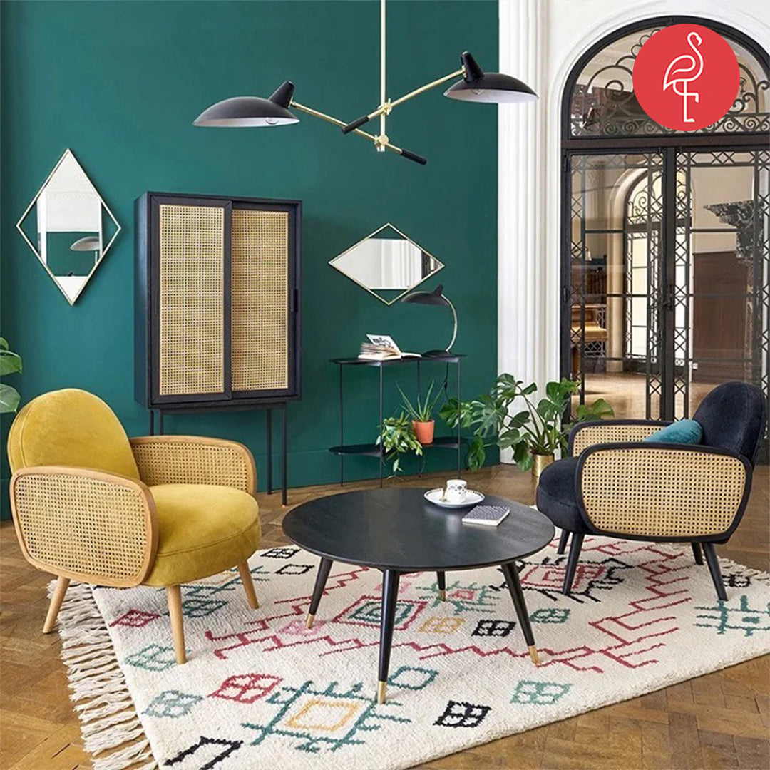 Carmine Rattan Chairs detail view - rattan weave accent chair - The Flamingo Life