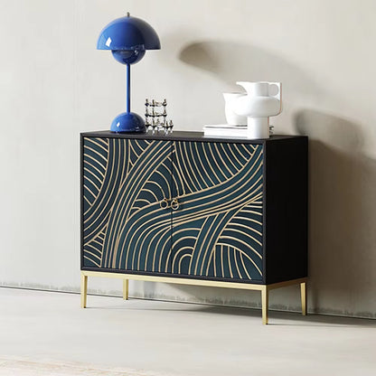 Elegant Golden Patterned SideBoard - gold-accented sideboard - The Flamingo Life
