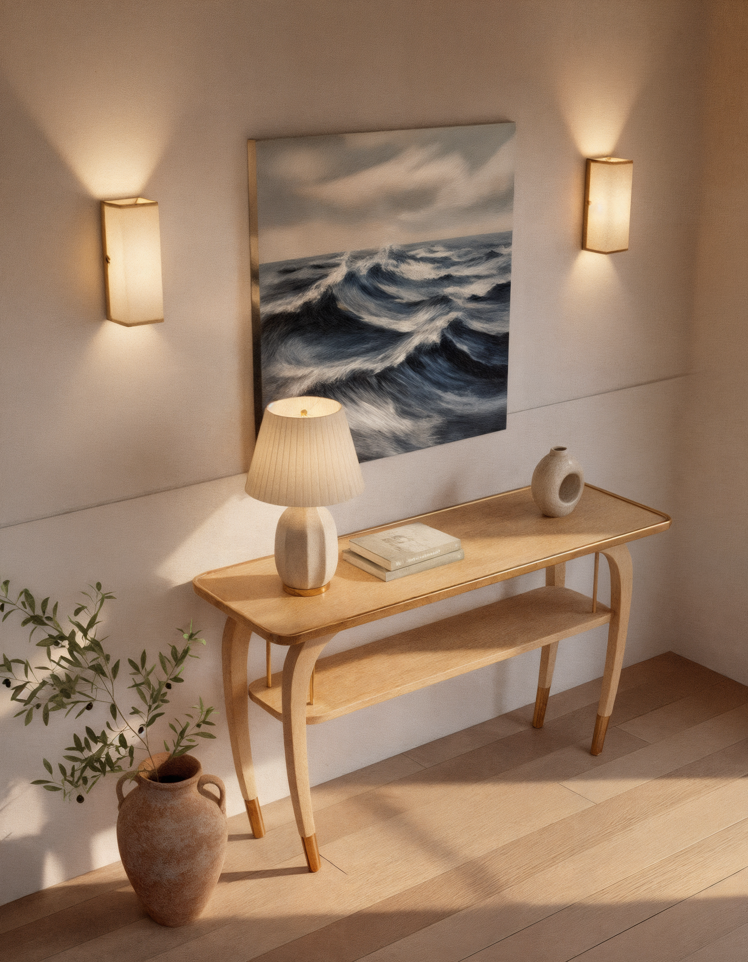En Console - solid pinewood console table - The Flamingo Life