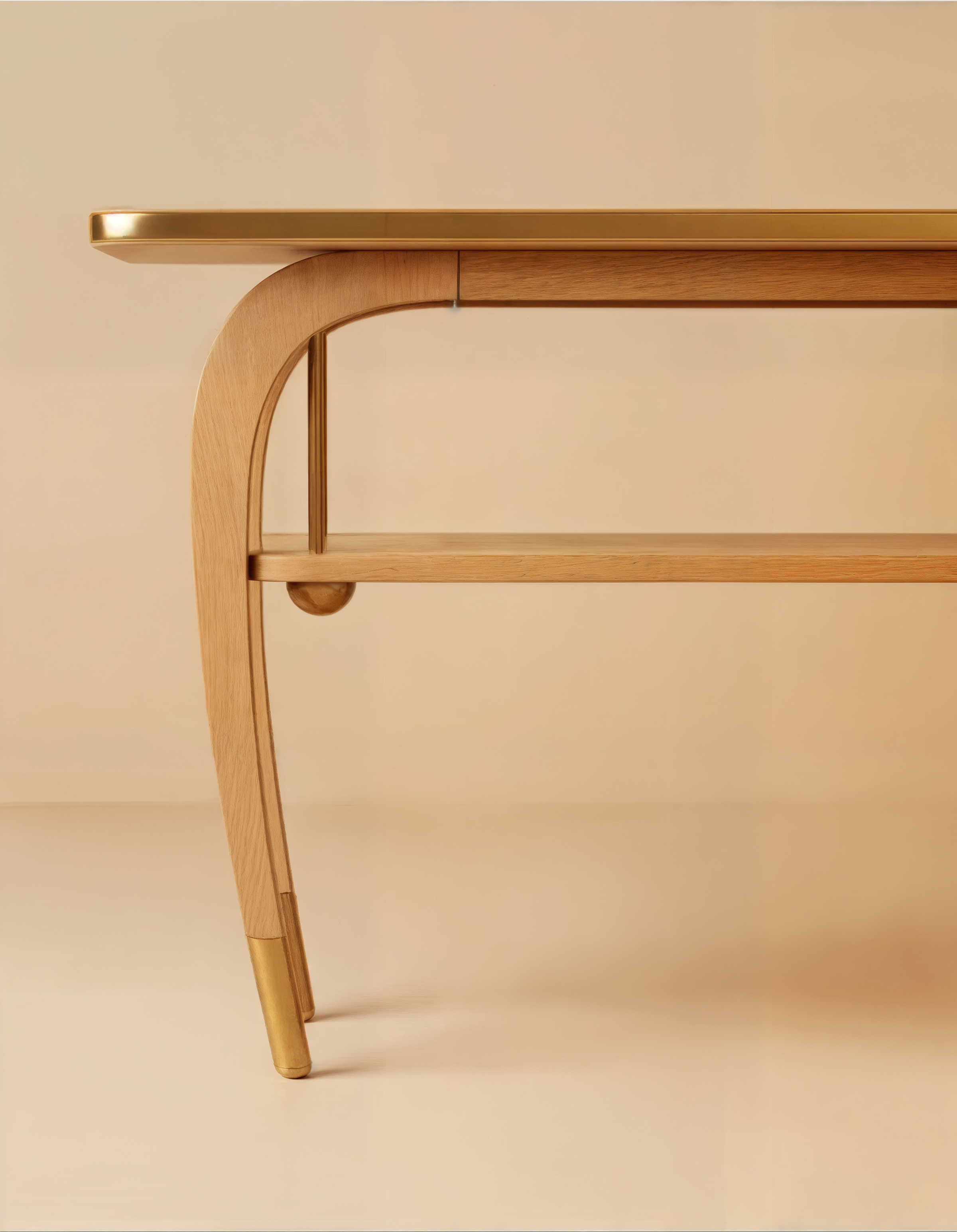 En Console side view - solid pinewood console table - The Flamingo Life