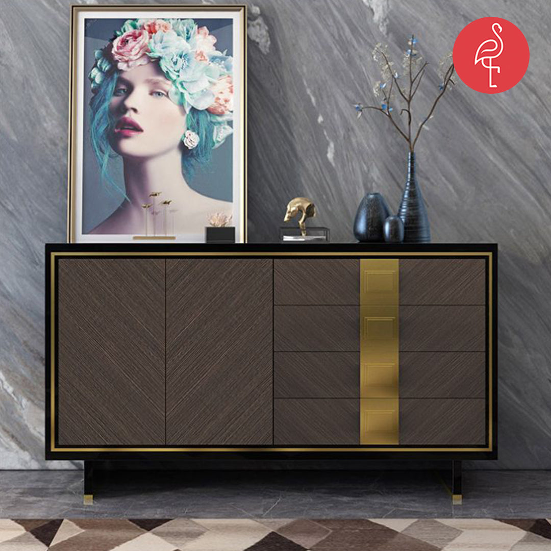 Estoria Console - wood veneer console table - The Flamingo Life