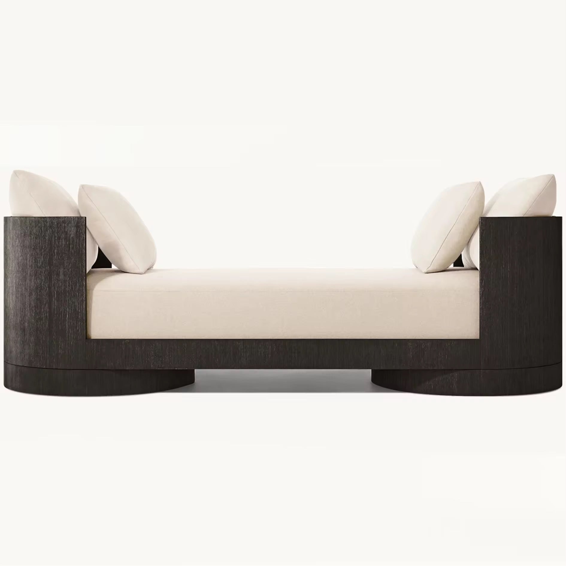 Java Couch detail view - solid teak wood sofa - The Flamingo Life