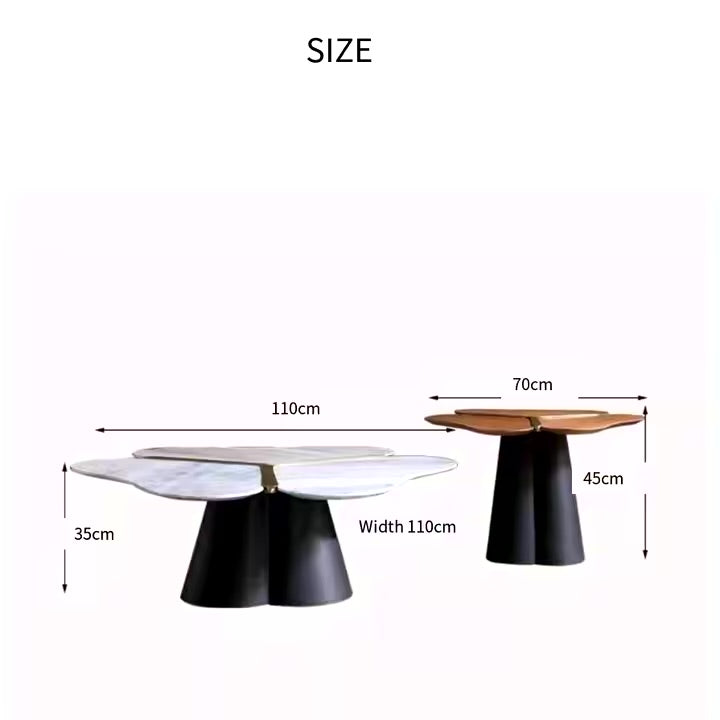 Petal Nesting Table Set side view - marble nesting table set - The Flamingo Life