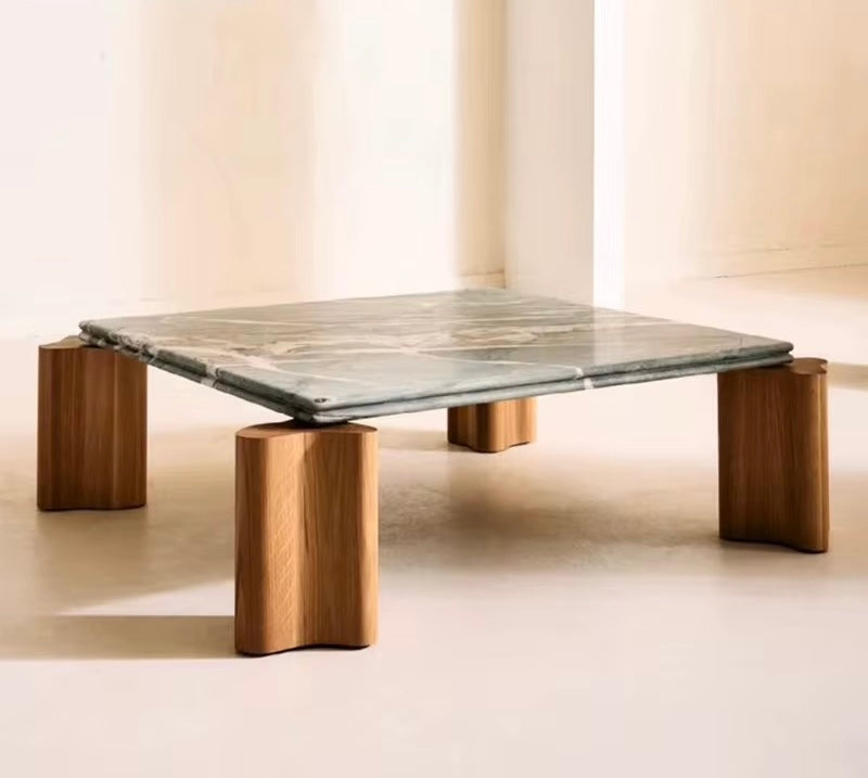 Japandi Marble Mount Coffee Table lifestyle view - marble coffee table - The Flamingo Life