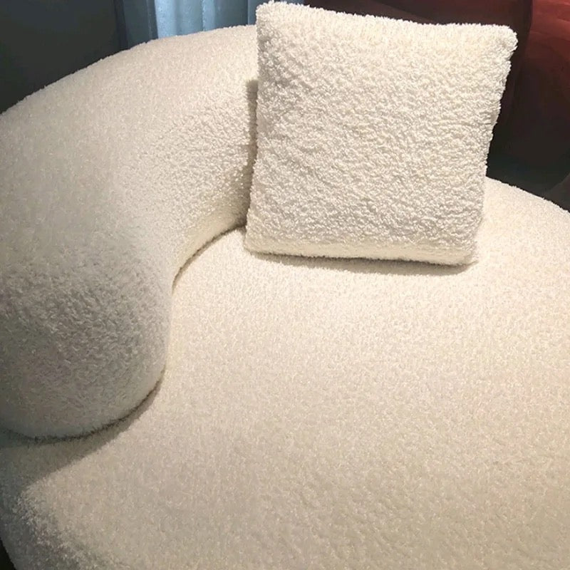 Diana Subtle Couch lifestyle view - boucle fabric sofa - The Flamingo Life