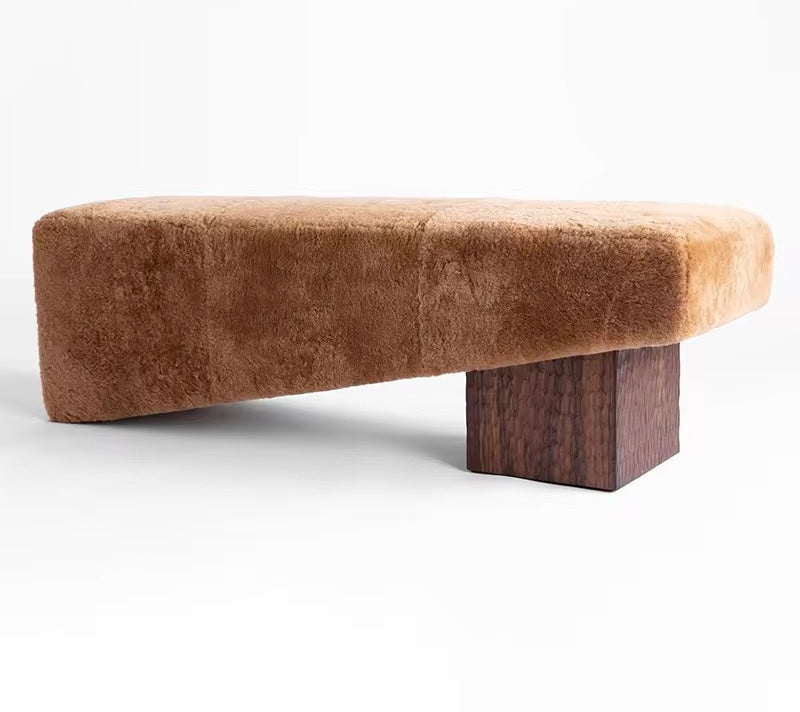 Florence Premium Ottoman side view - velvet upholstery ottoman - The Flamingo Life