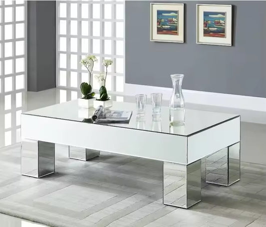 Gloria Mirror Coffee Table - tempered glass coffee table - The Flamingo Life
