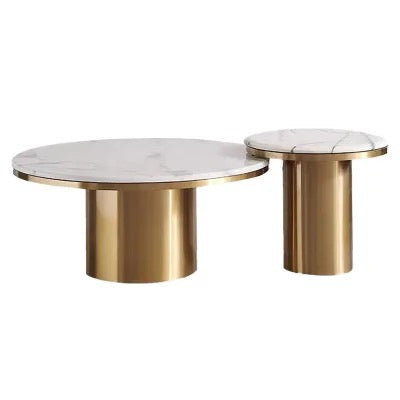 Clyde Coffee Table Set side view - marble coffee table - The Flamingo Life