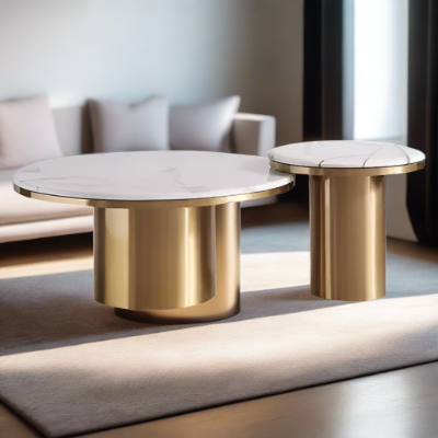 Clyde Coffee Table Set close-up - marble coffee table - The Flamingo Life