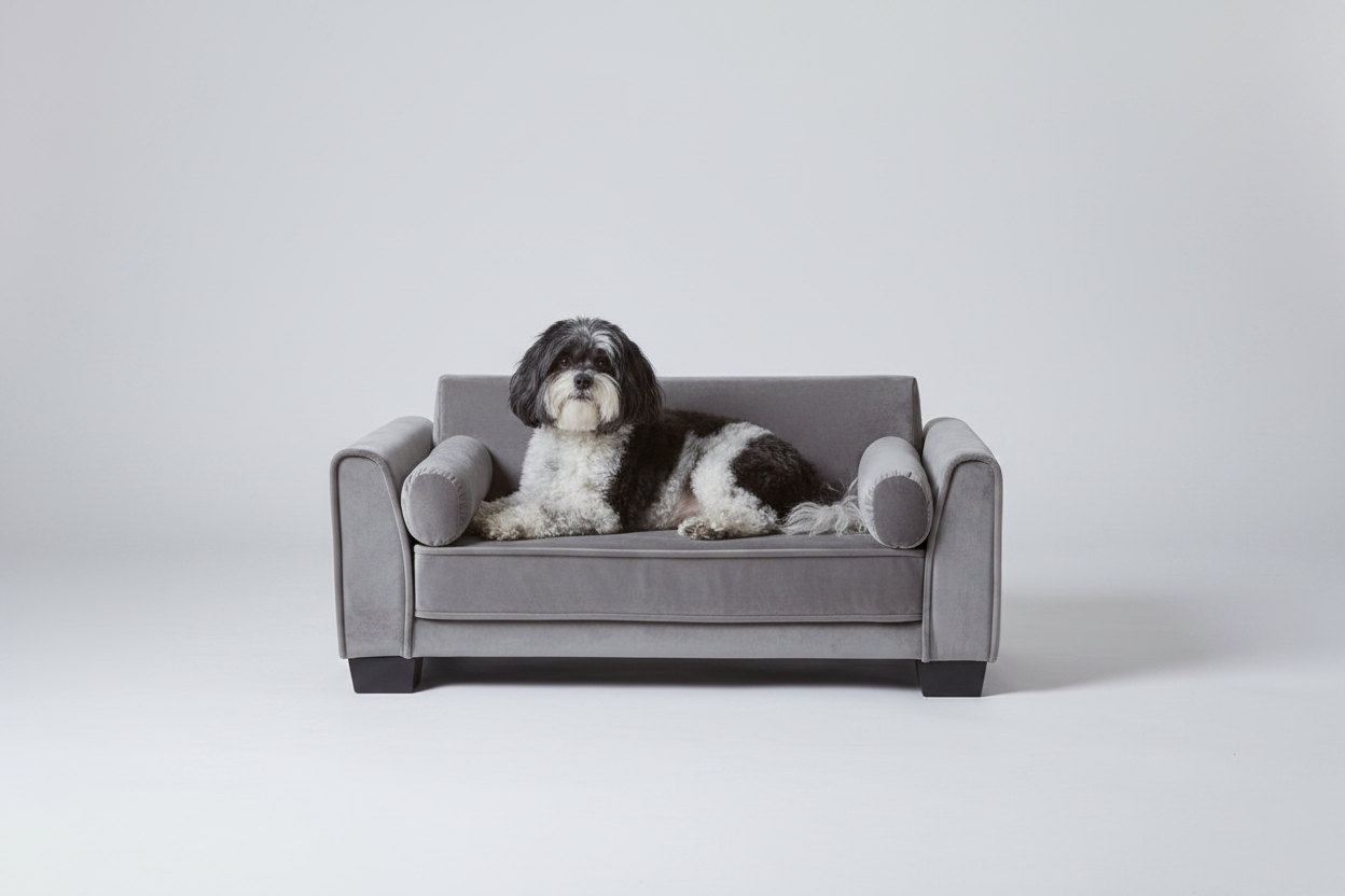Mizu Muse Upholstered Sleek Pet Lounger – front view – luxury pet lounger India – The Flamingo Life